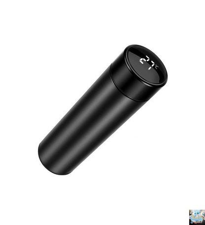 Upmarket Digital Satin Touch Black Thermos Flask (500ml)