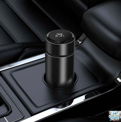 Upmarket Digital Satin Touch Black Thermos Flask (500ml)