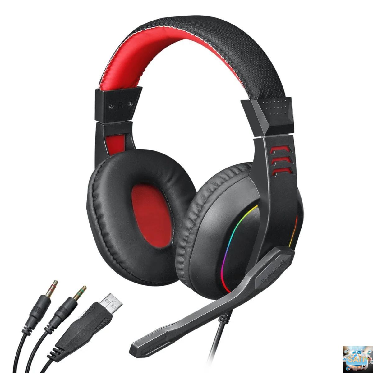 Noise reduction audio precision Redragon Over-Ear ARES Aux RGB Gaming Headset