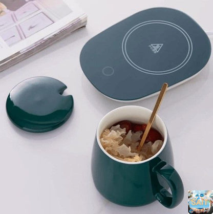 Using advanced microgravity technology - Portable Coffee Ceramic Mug Set With Warming Coaster